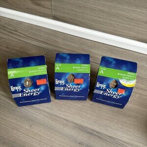 3 Vintage Pantyhose Size A Leggs Sheer Energy Panty‎ Sheer Toe Nude 60829 NEW